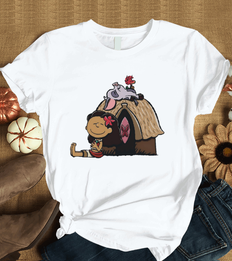 Moana Pua Heihei Peanuts Doghouse Cartoon T-Shirt