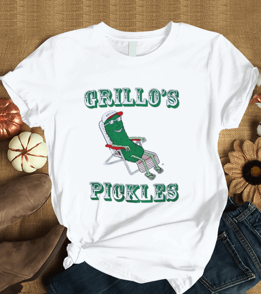 Grillo's Pickles Chill Pickle Relaxing In Chair T-Shirt