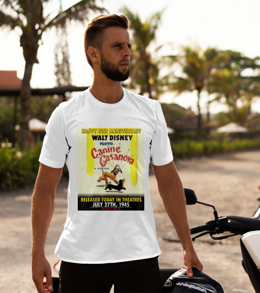 Walt Disney Pluto Canine Casanova 81st Anniversary Released July 27th 1945 T-Shirt