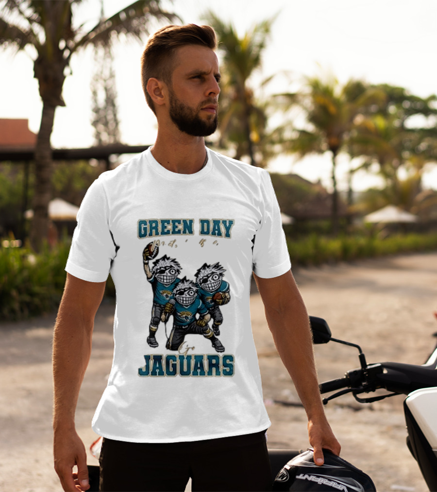 Green Day Jacksonville Jaguars Crossover With Football Characters T-Shirt