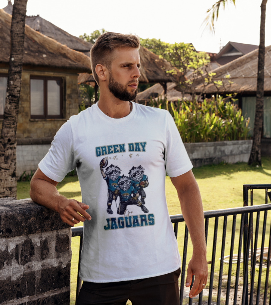 Green Day Jacksonville Jaguars Crossover With Football Characters T-Shirt