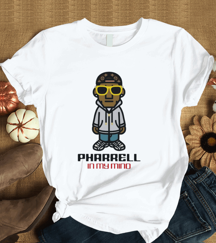 Pharrell In My Mind Cartoon Style Yellow Glasses T-Shirt