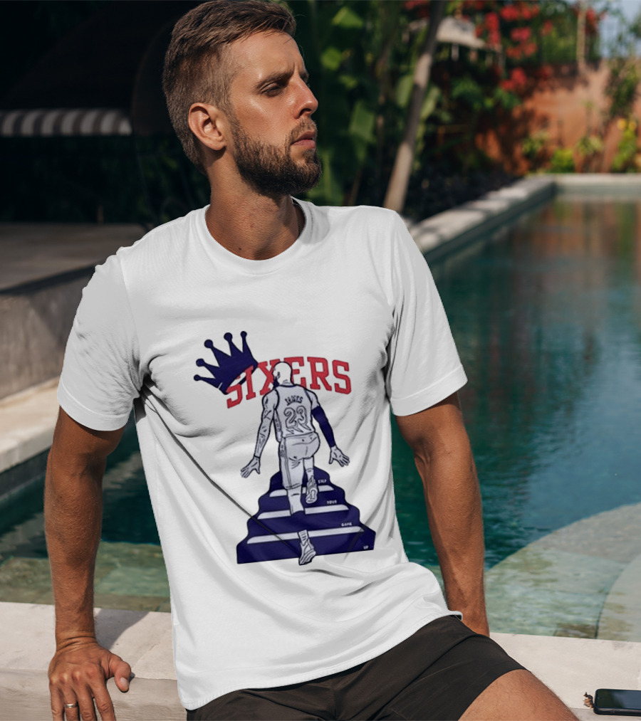 Philadelphia 76ers Sixers Lebron James Crowned Steps Silhouette 23 T-Shirt