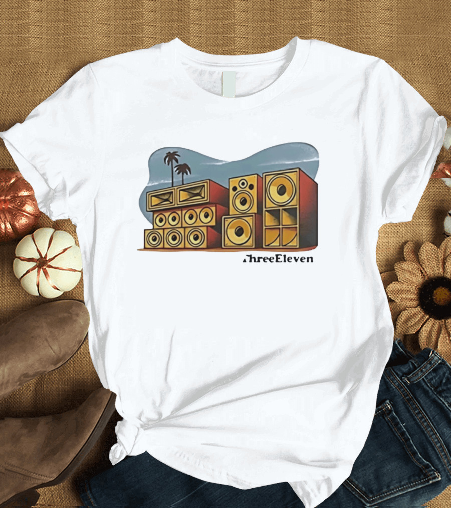 ThreeEleven Sound System Speaker Stack Reggae With Palm Trees T-Shirt