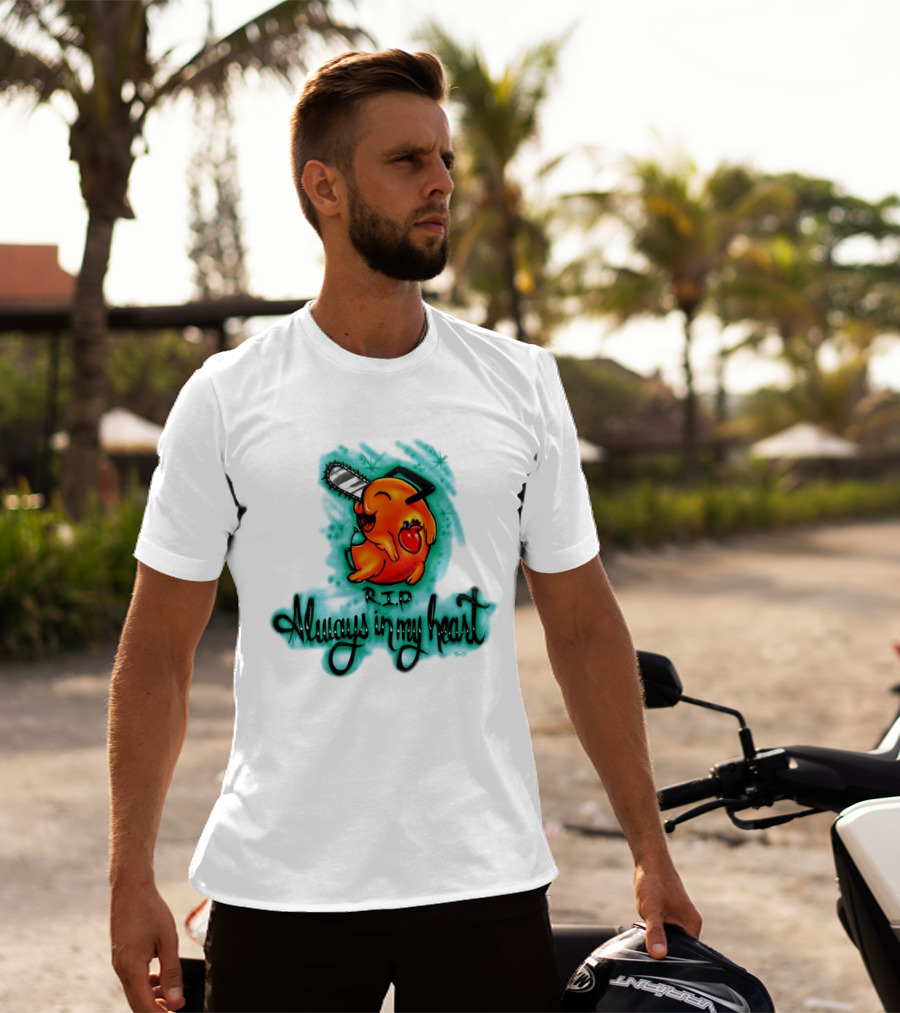 Pochita Chainsaw Man RIP Always In My Heart Memorial Anime T-Shirt