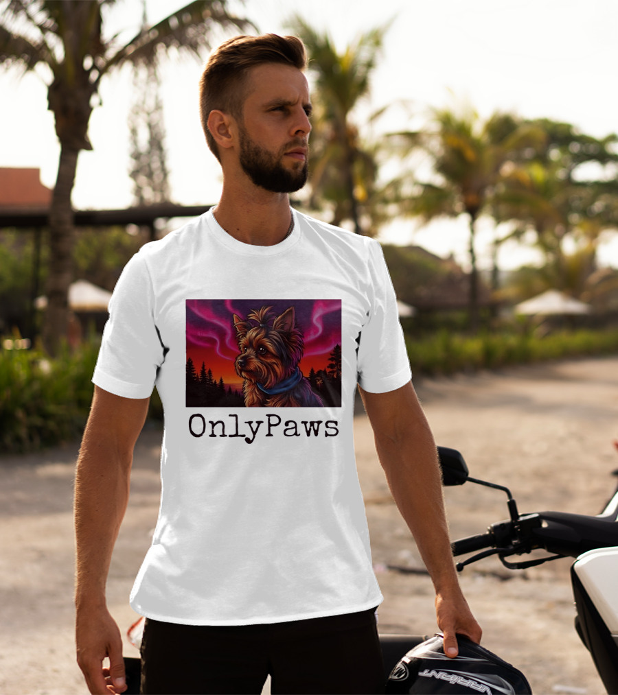 Yorkshire Terrier OnlyPaws Aurora Borealis Forest Scene T-Shirt