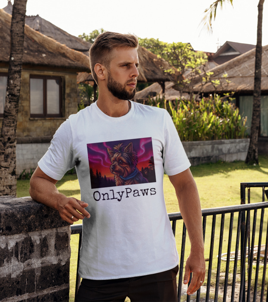 Yorkshire Terrier OnlyPaws Aurora Borealis Forest Scene T-Shirt