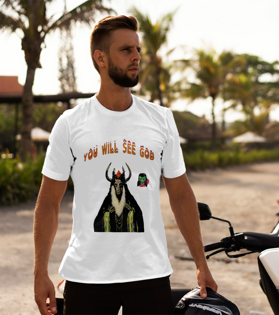 You Will See God Demon Occult Satanic Horror Green Masked Face T-Shirt