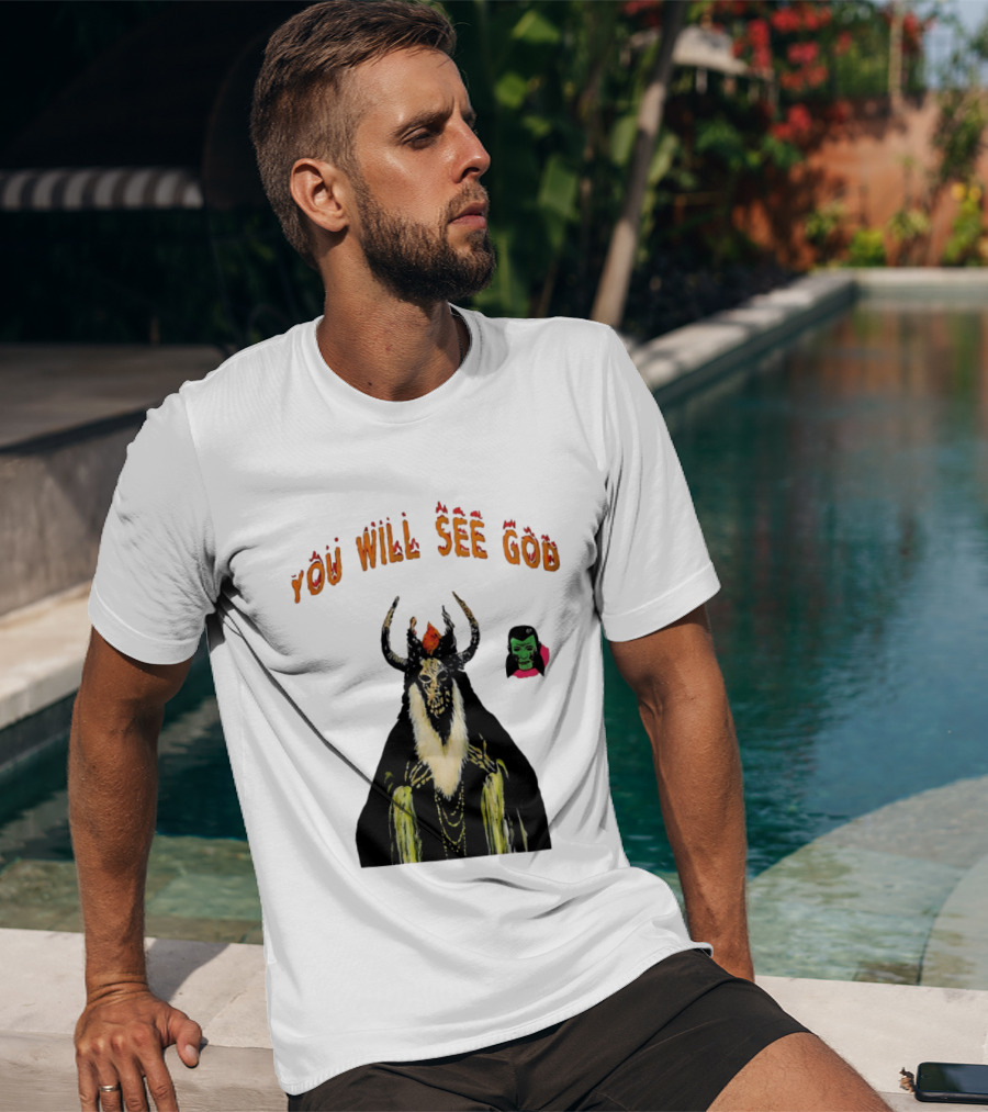 You Will See God Demon Occult Satanic Horror Green Masked Face T-Shirt