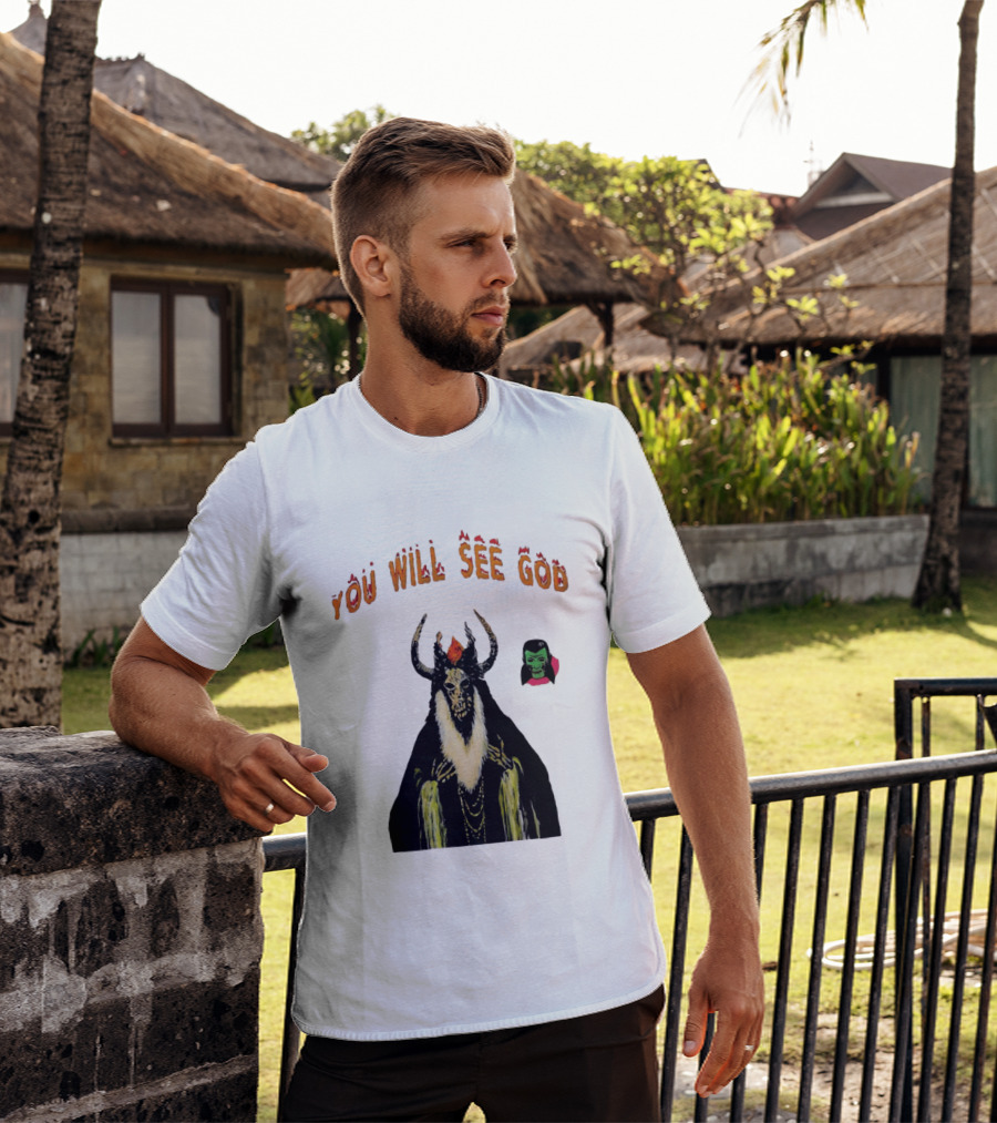 You Will See God Demon Occult Satanic Horror Green Masked Face T-Shirt