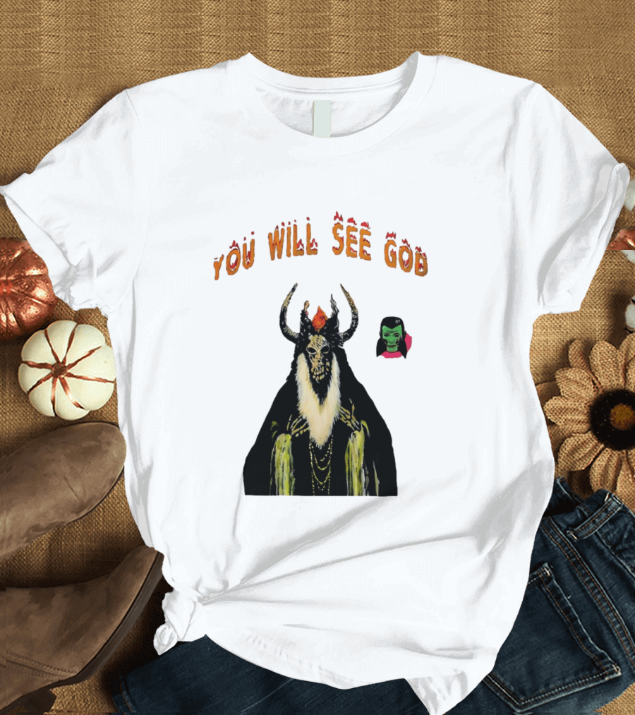 You Will See God Demon Occult Satanic Horror Green Masked Face T-Shirt