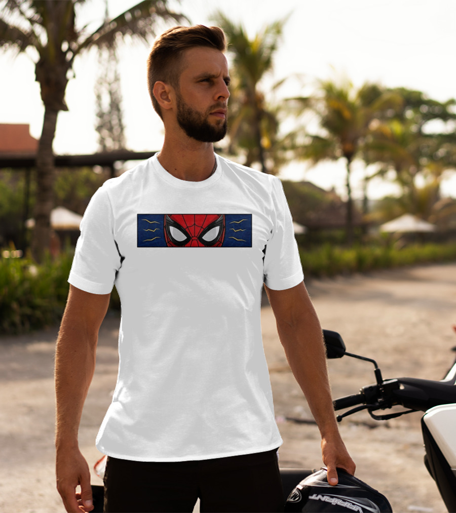 Spider Man With Great Power Comes Great Responsibility Marvel Superhero Mask Webbing T-Shirt