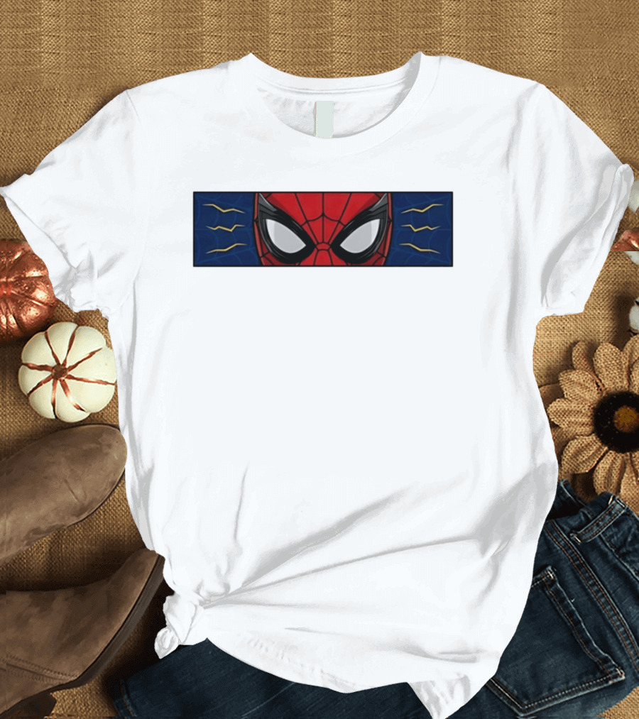 Spider Man With Great Power Comes Great Responsibility Marvel Superhero Mask Webbing T-Shirt