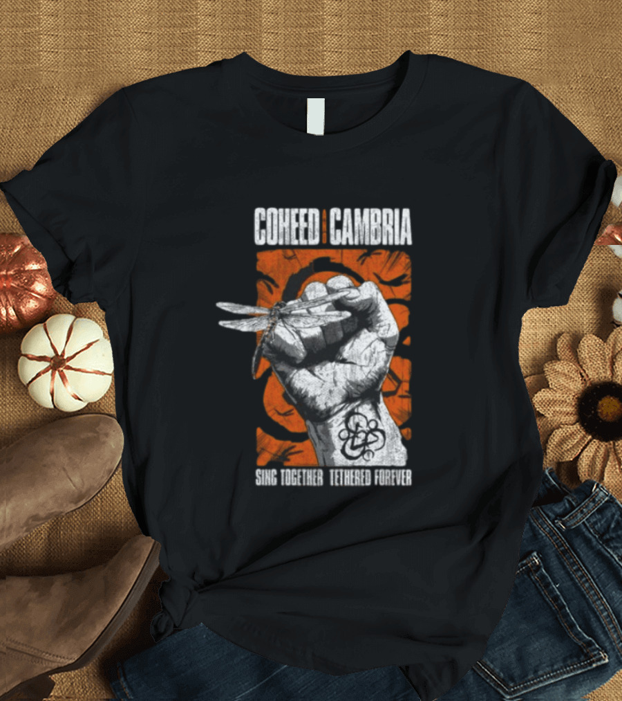 Coheed Cambria Dragonfly Fist Sing Together Tethered Courier T-Shirt