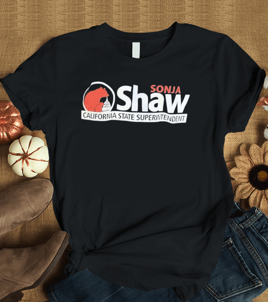 SONJA SHAW California State Superintendent Red Bear California Capitol T-Shirt