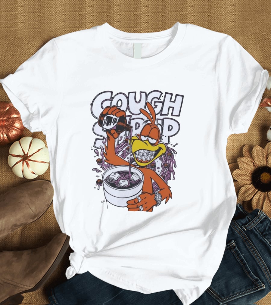 Cough Syrup Toucan Purple Drink Ice Braces Cartoon T-Shirt