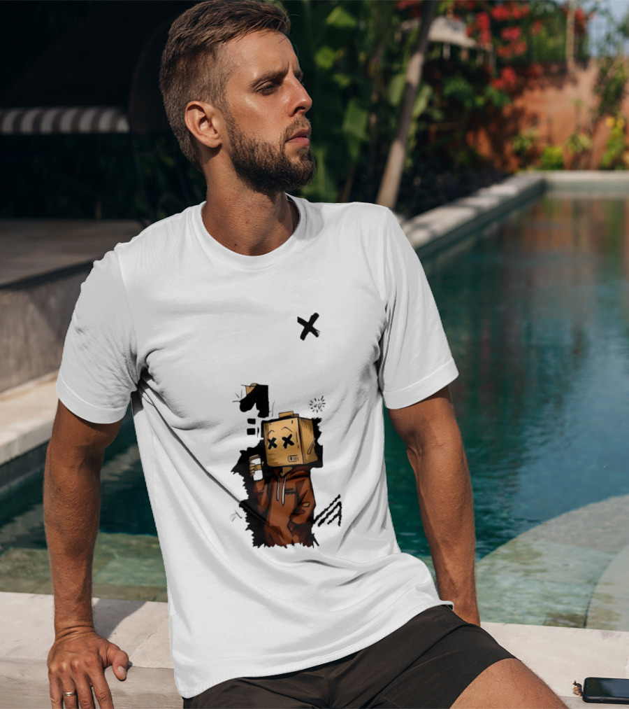 Good Person Box Head Drinking Coffee T-Shirt