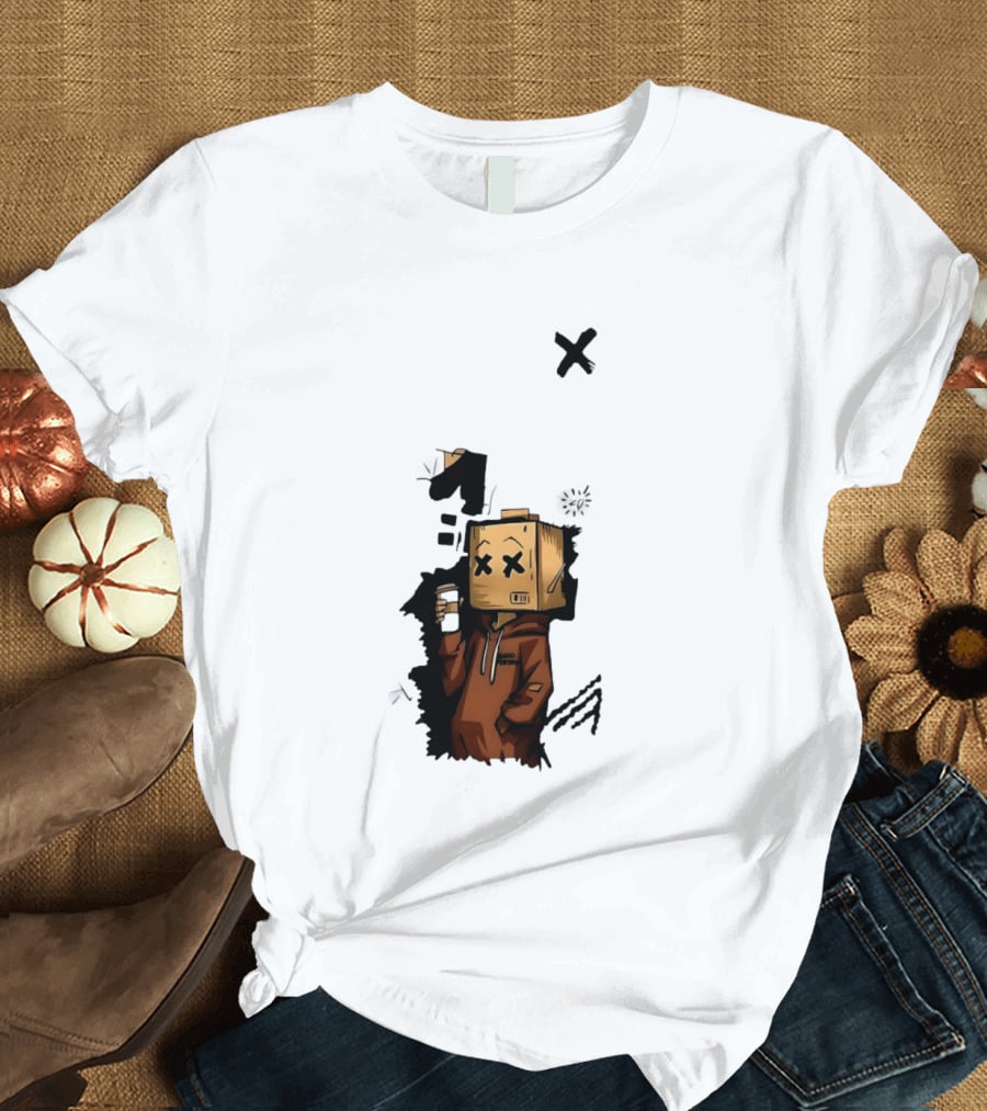 Good Person Box Head Drinking Coffee T-Shirt