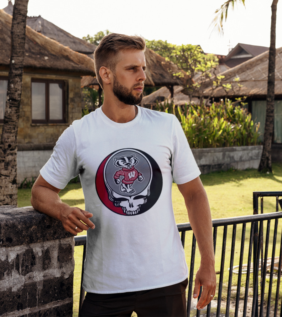Grateful Dead Wisconsin Badgers Skull And Bucky T-Shirt