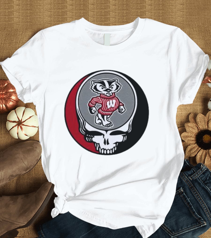 Grateful Dead Wisconsin Badgers Skull And Bucky T-Shirt