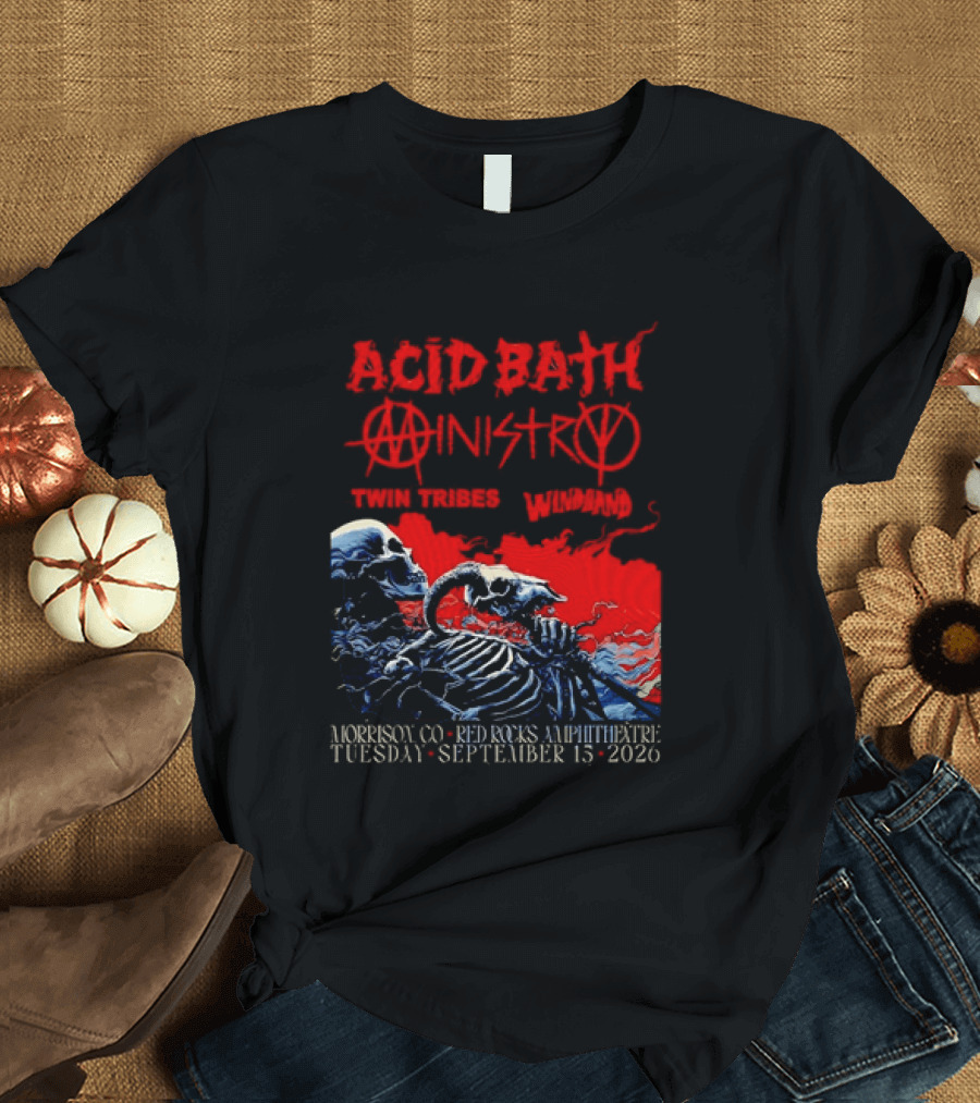 Acid Bath Ministry Twin Tribes Windhand Red Rocks Amphitheatre September 2026 Concert T-Shirt