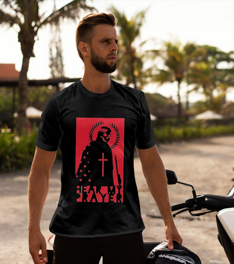 Hear My Prayer Skull Reaper Cross Halo Laural Wreath T-Shirt