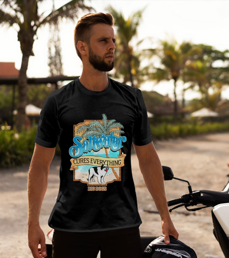 Saltwater Cures Everything Big Dogs Palm Beach Scene T-Shirt