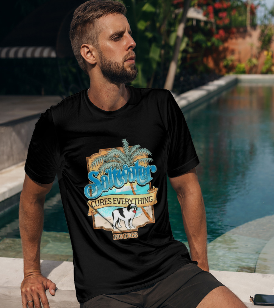 Saltwater Cures Everything Big Dogs Palm Beach Scene T-Shirt
