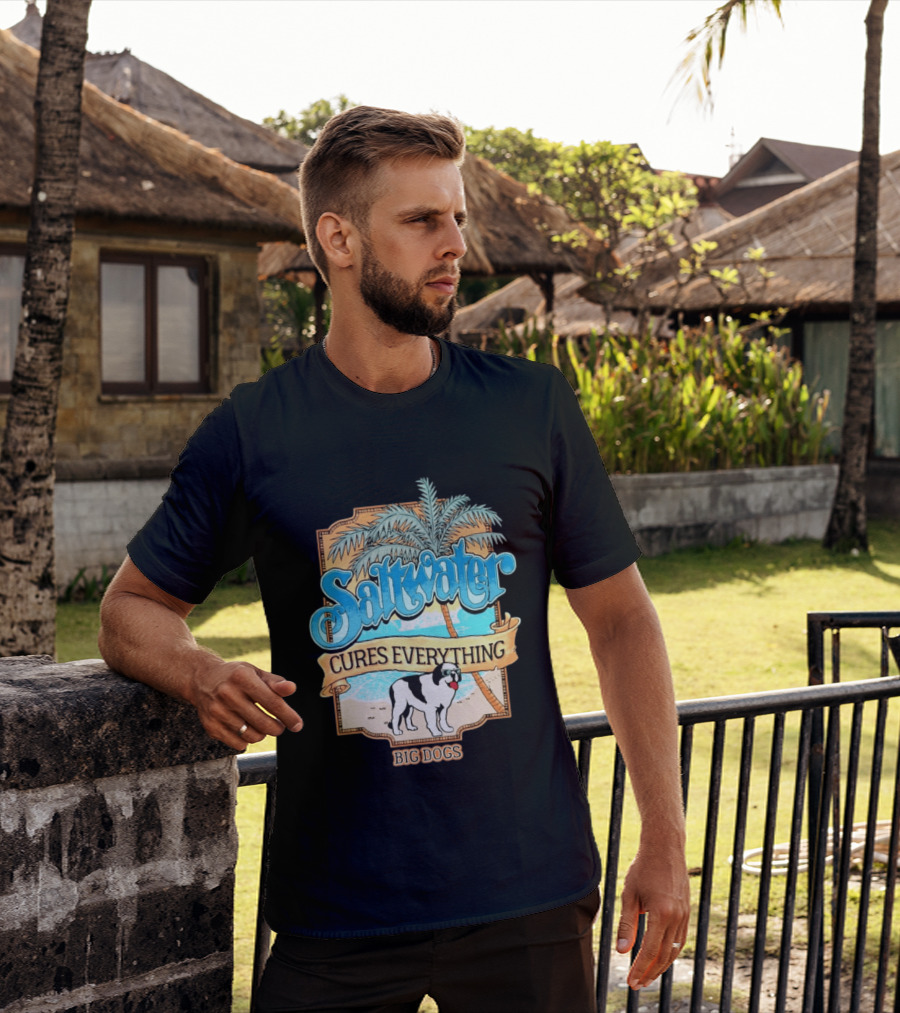 Saltwater Cures Everything Big Dogs Palm Beach Scene T-Shirt