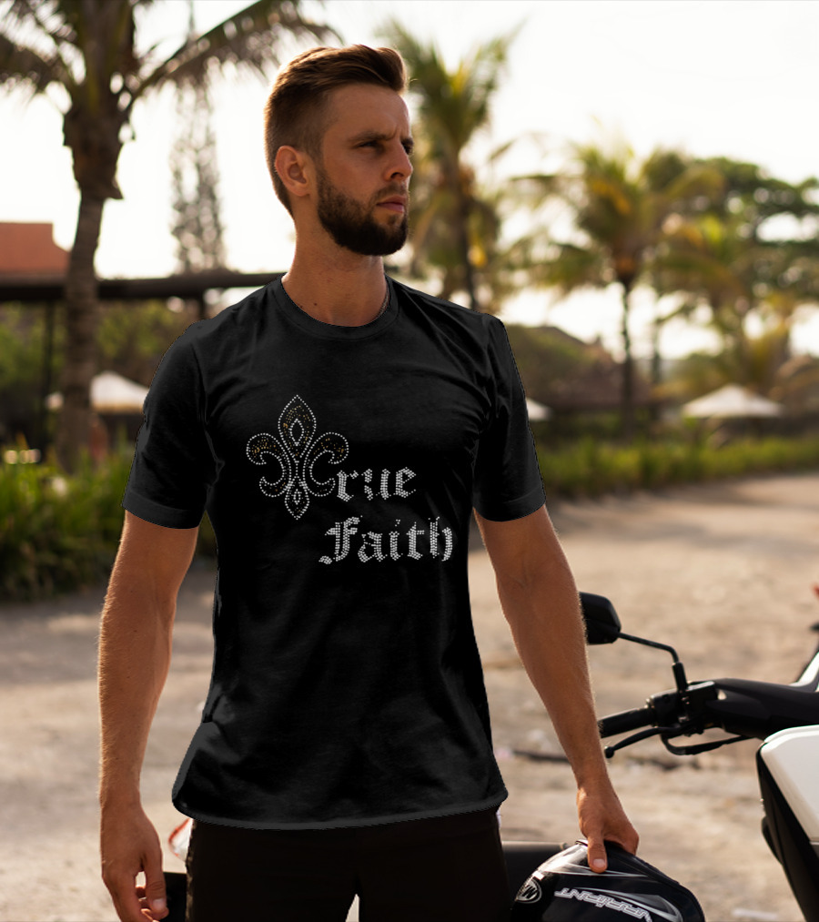 Crue Faith Fleur De Lis Rhinestone Ornament T-Shirt