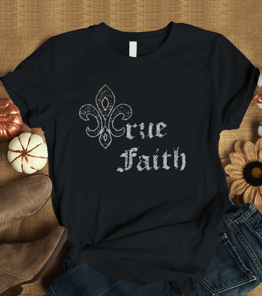 Crue Faith Fleur De Lis Rhinestone Ornament T-Shirt
