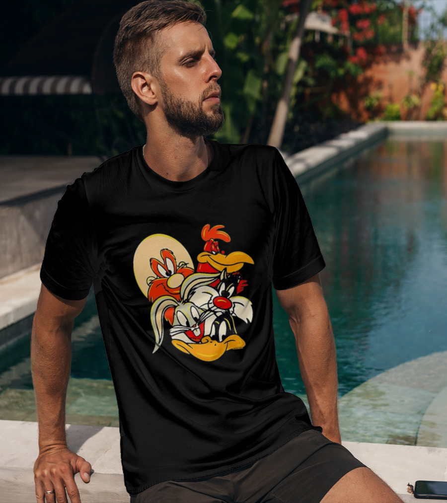 Looney Tunes Smiling Faces Bugs Bunny Sylvester Foghorn Leghorn Taz T-Shirt