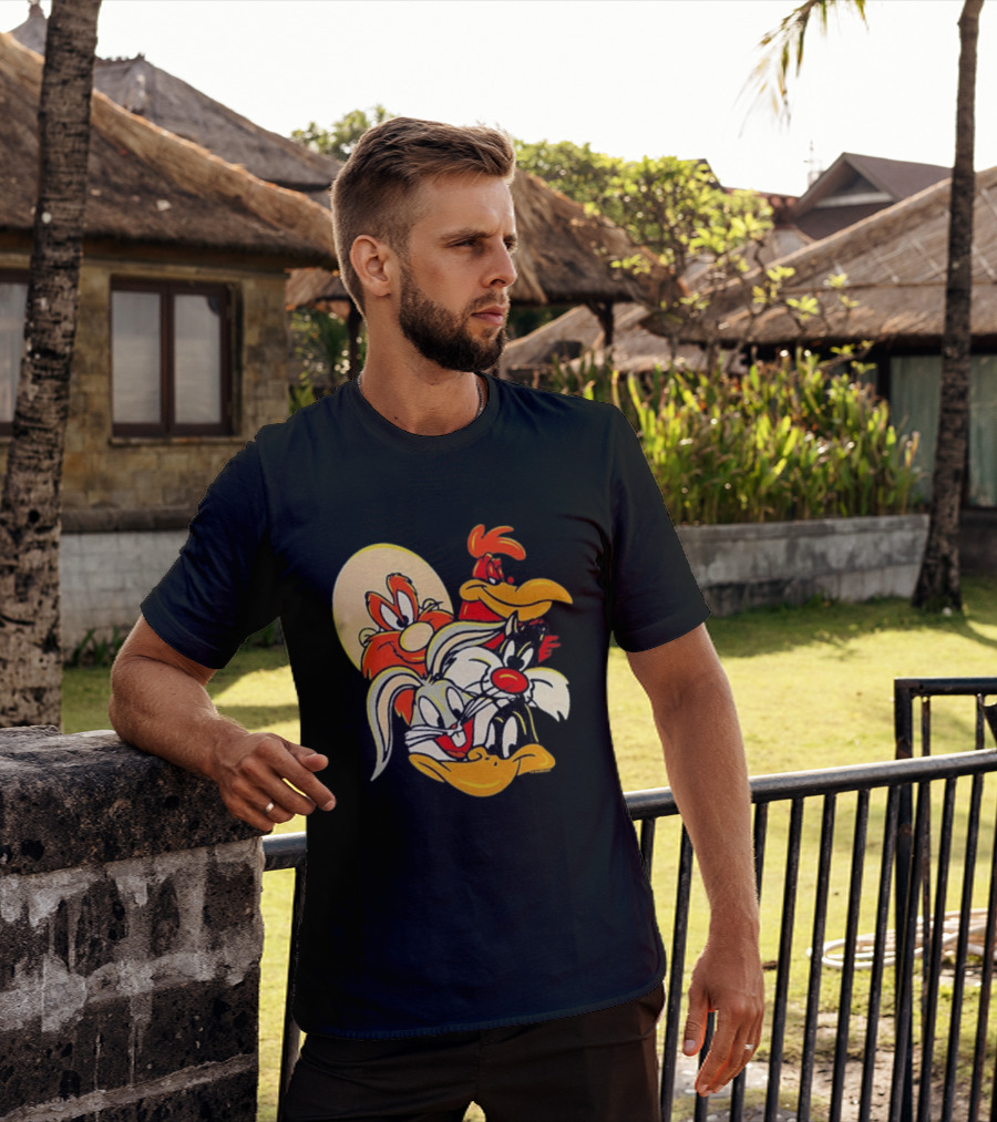 Looney Tunes Smiling Faces Bugs Bunny Sylvester Foghorn Leghorn Taz T-Shirt
