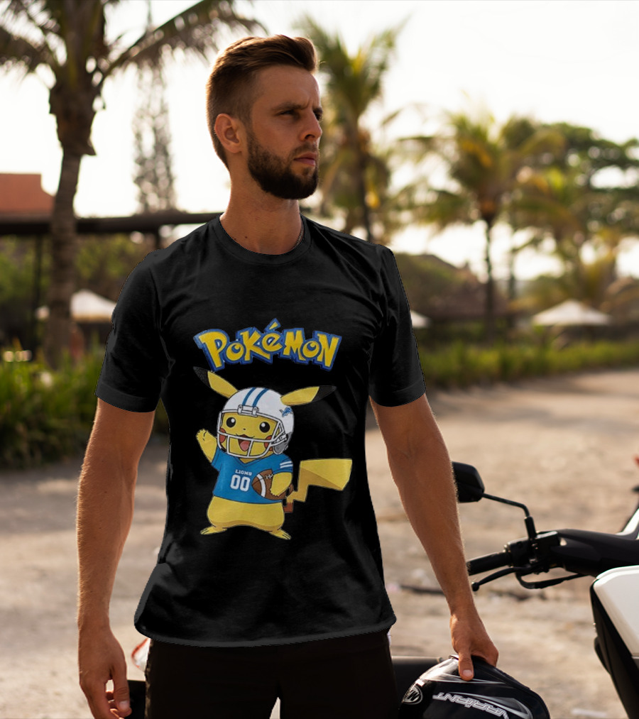Detroit Lions Pokemon Pikachu Football Fan T-Shirt