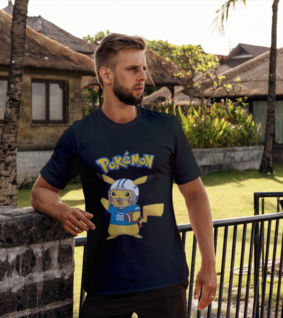 Detroit Lions Pokemon Pikachu Football Fan T-Shirt