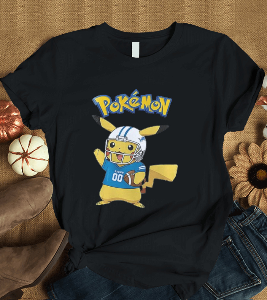 Detroit Lions Pokemon Pikachu Football Fan T-Shirt