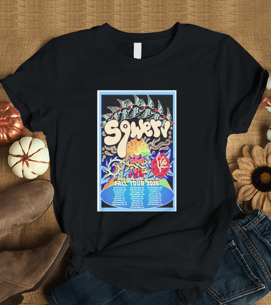 Squeaky Fall Tour 2026 Psychedelic With Rose And Leaf T-Shirt