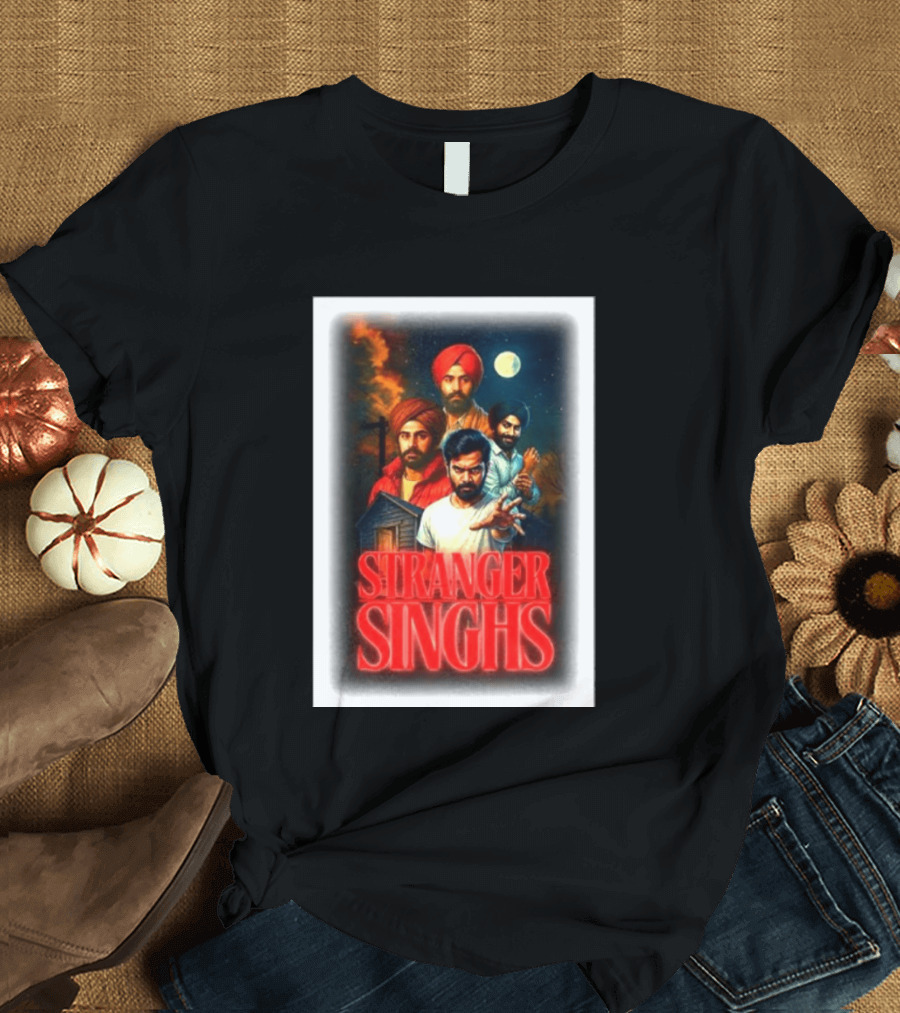 Stranger Singhs Indian Series With Turbaned Characters And Moonlit Sky T-Shirt