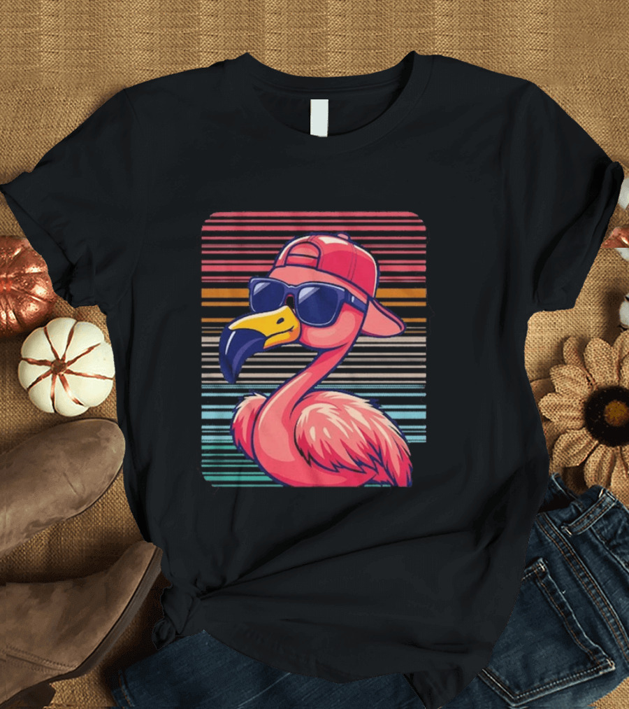 Flamingo Cool Vibes Sunglasses And Cap T-Shirt