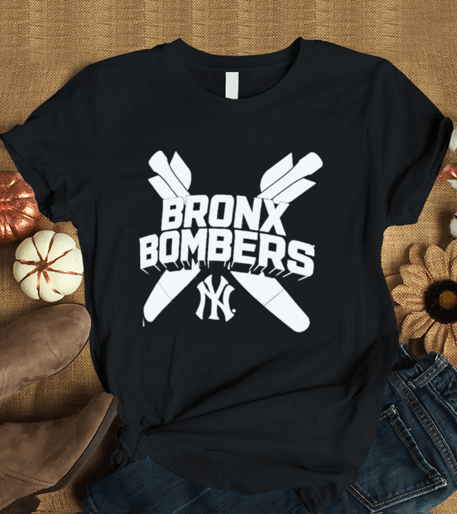 New York Yankees Bronx Bombers NY Logo With Baseball Bats T-Shirt