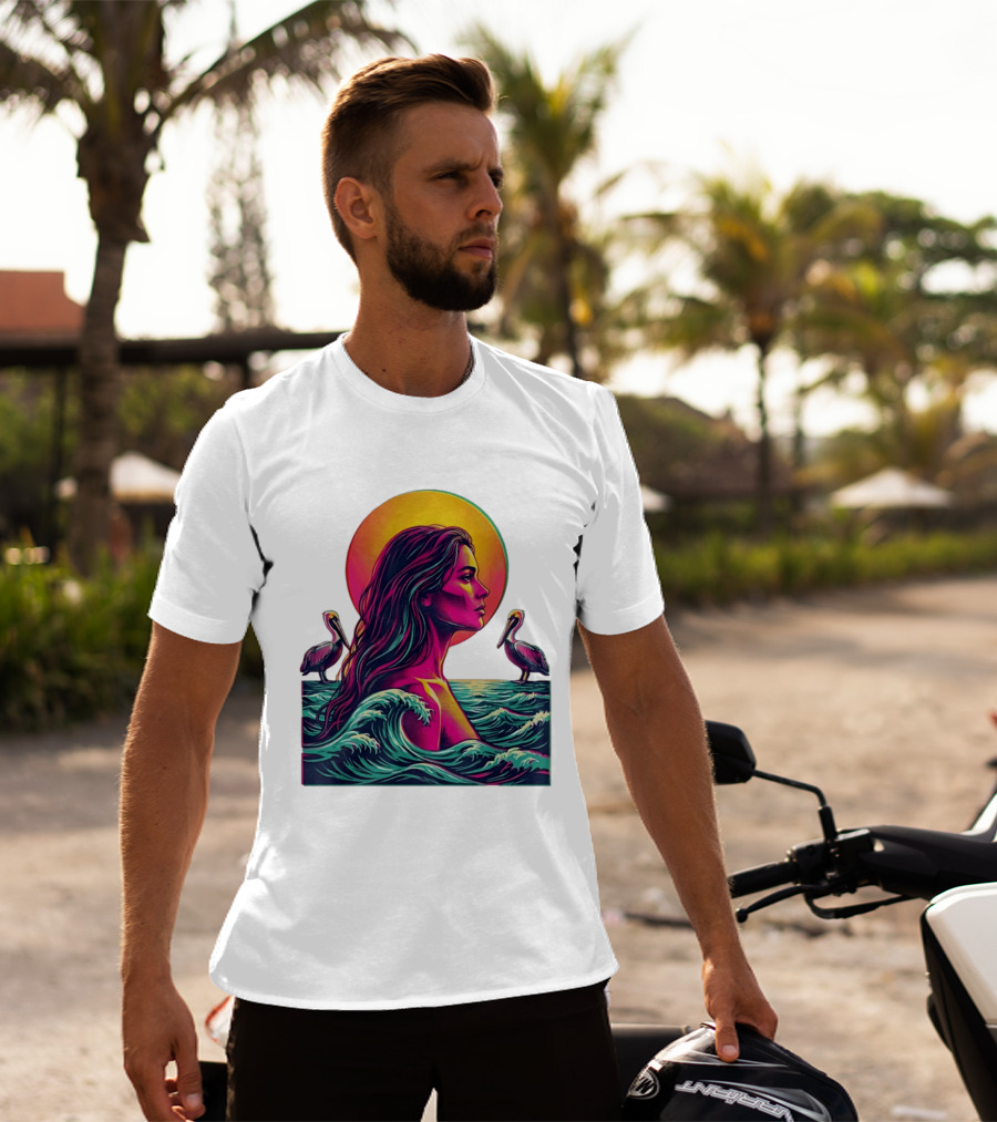 Gulf Coast Sunset Pelican Waves Woman T-Shirt