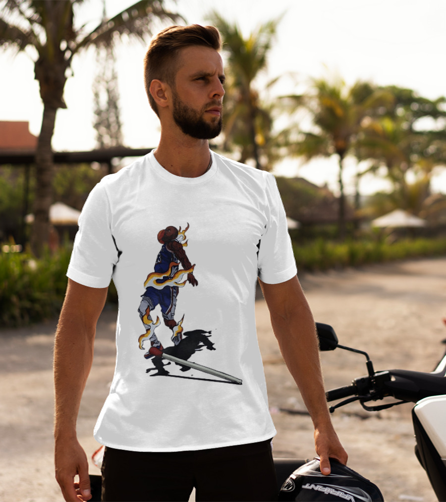 LeBron James Basketball Player Fiery Dunk Match Stick T-Shirt