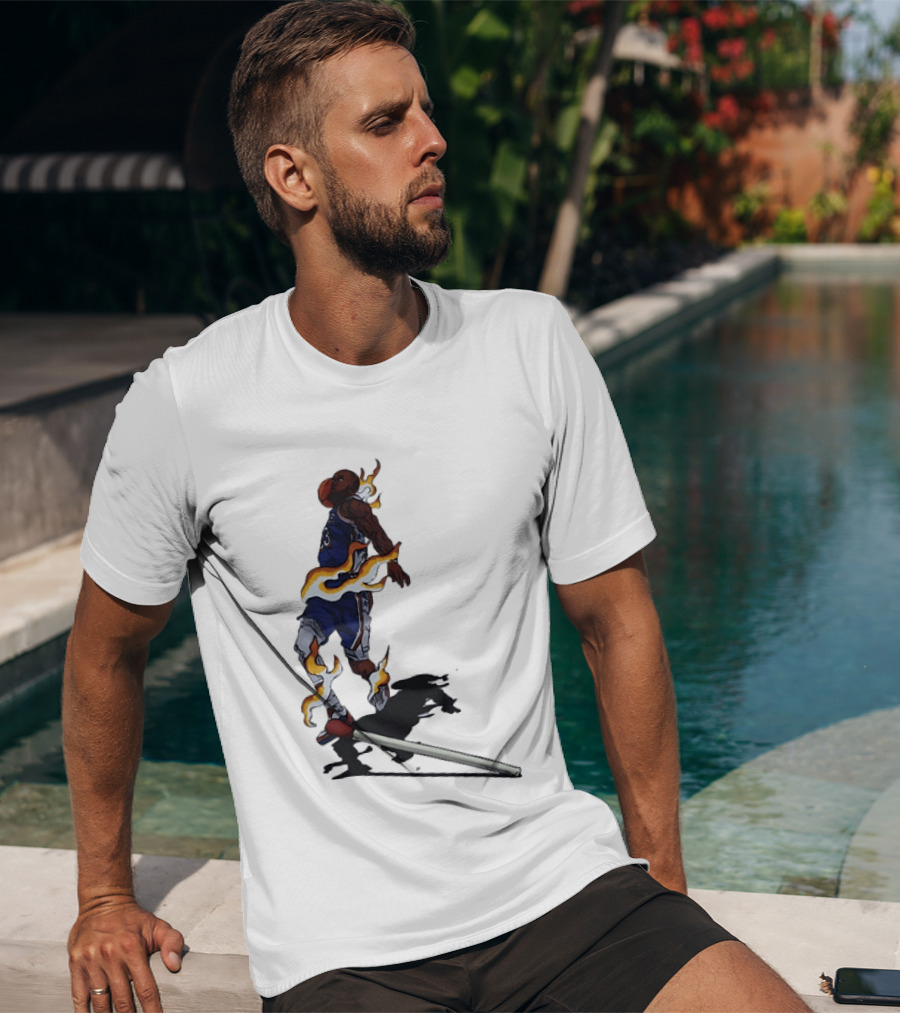 LeBron James Basketball Player Fiery Dunk Match Stick T-Shirt