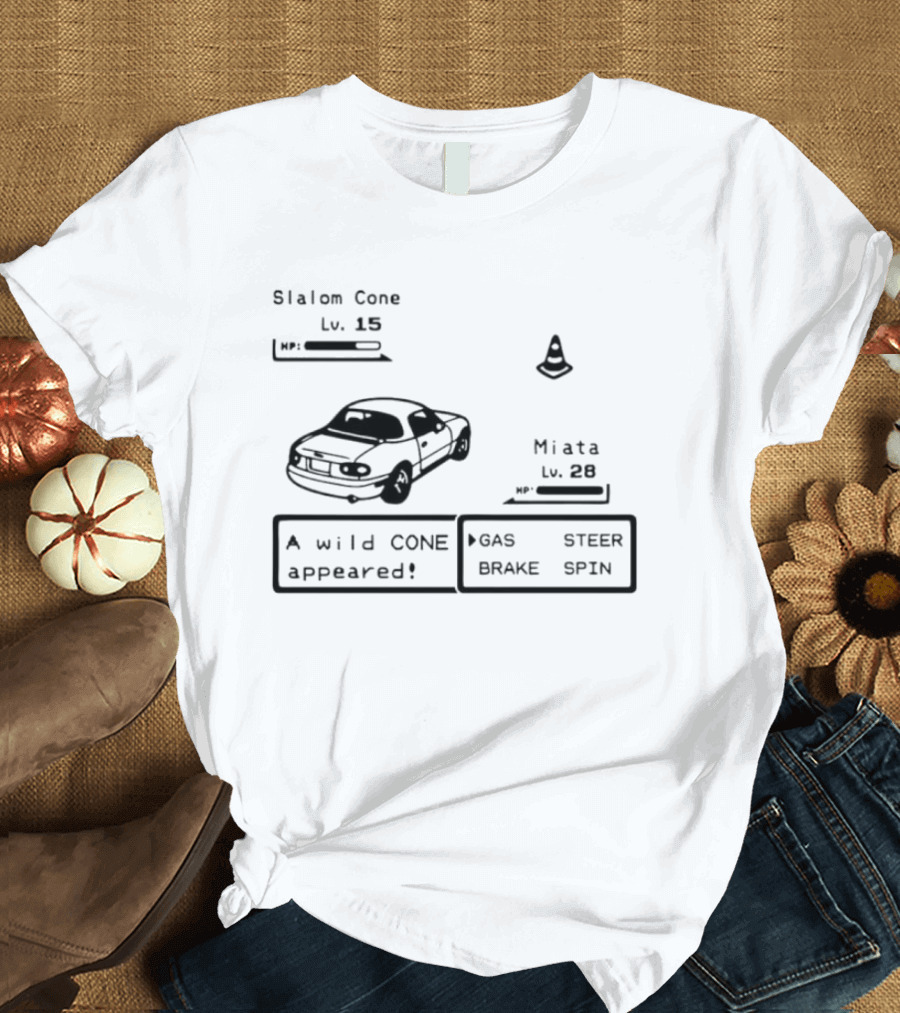 Miata Mazda NA A Wild Cone Appeared Pokemon Slalom Cone Gas Steer Brake Spin T-Shirt