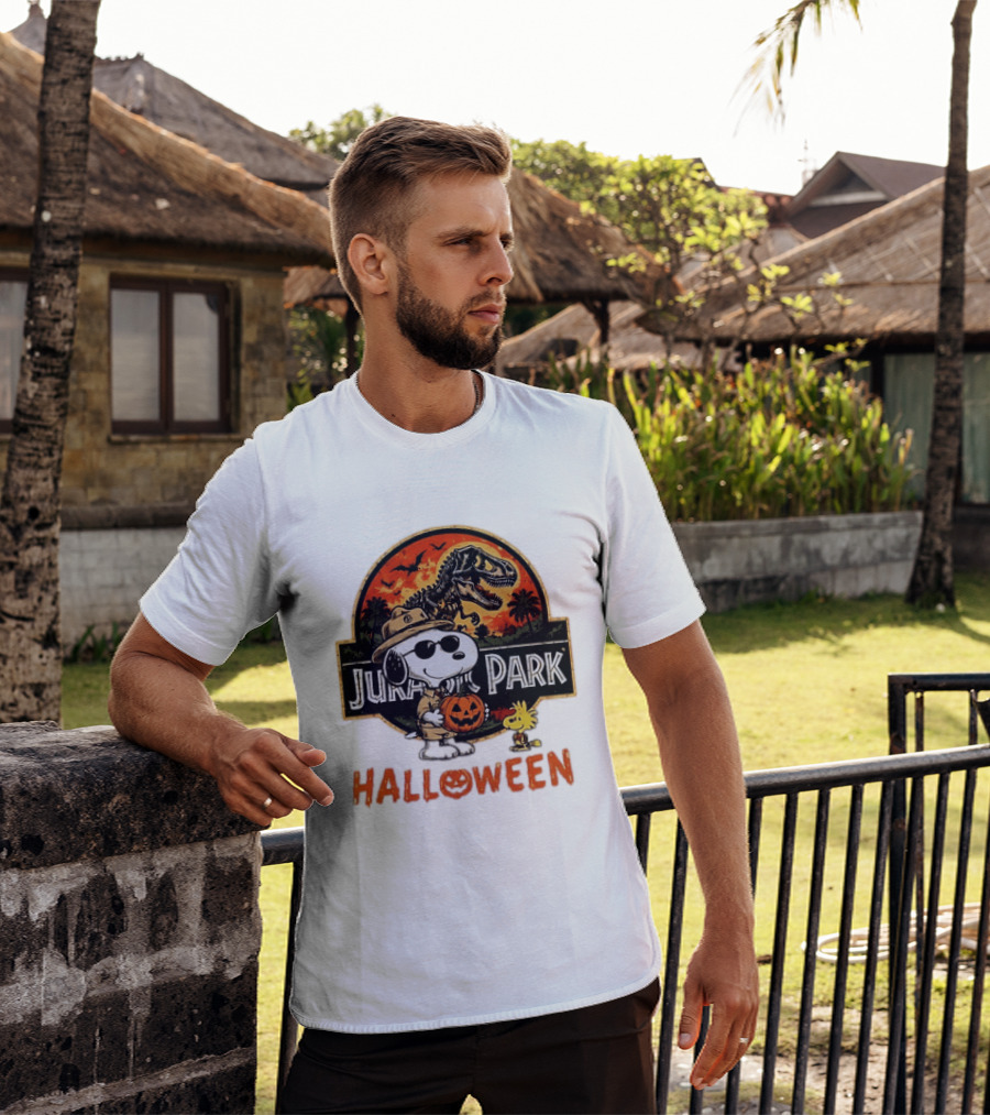 Snoopy Woodstock Jurassic Park Halloween Pumpkin T-Shirt
