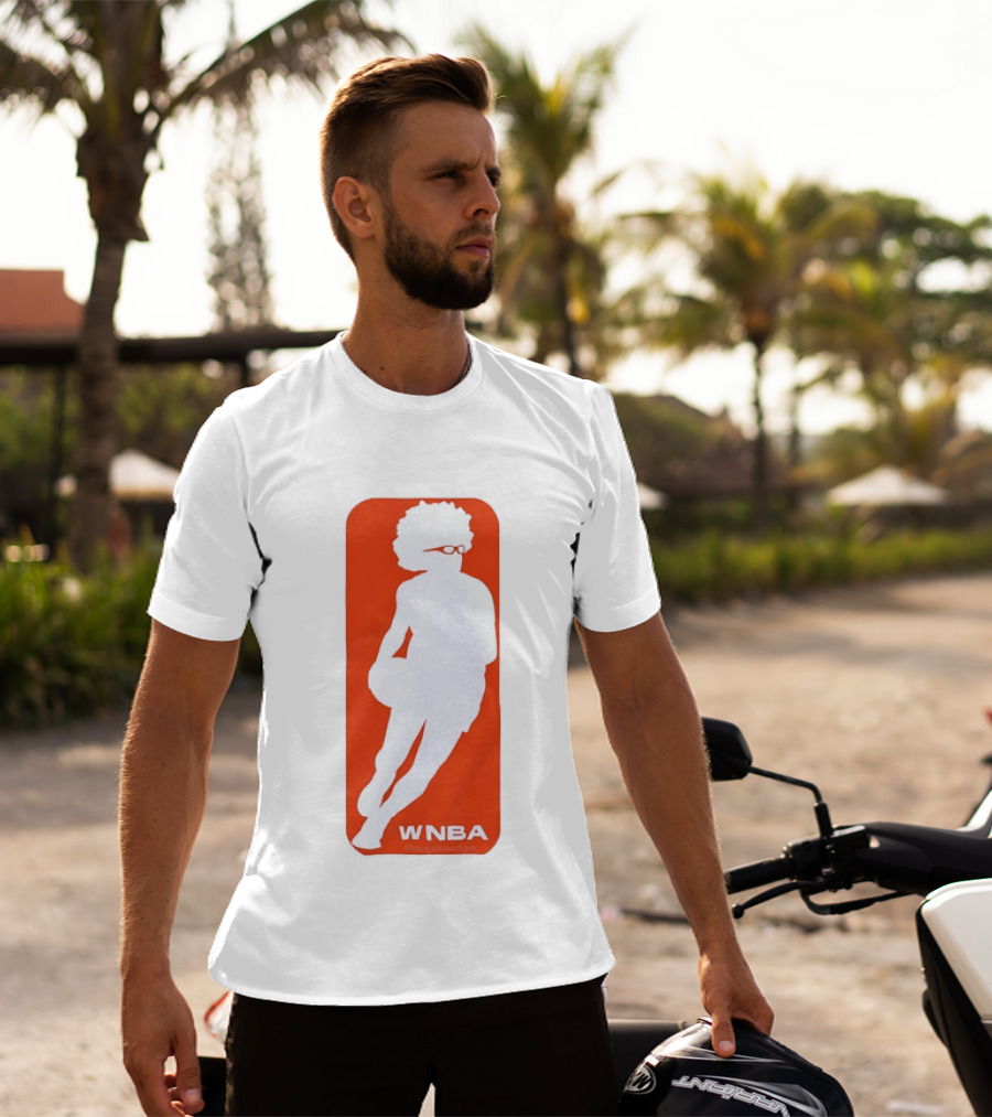 WNBA Maplewedgie Basketball Player White Silhouette On Orange T-Shirt