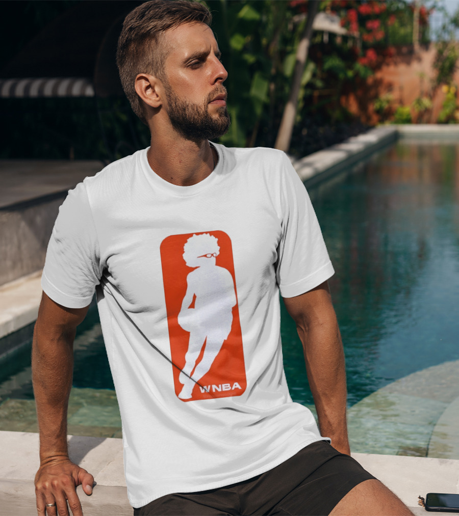 WNBA Maplewedgie Basketball Player White Silhouette On Orange T-Shirt