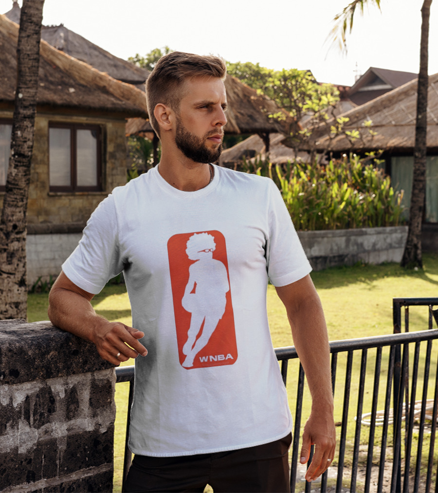 WNBA Maplewedgie Basketball Player White Silhouette On Orange T-Shirt