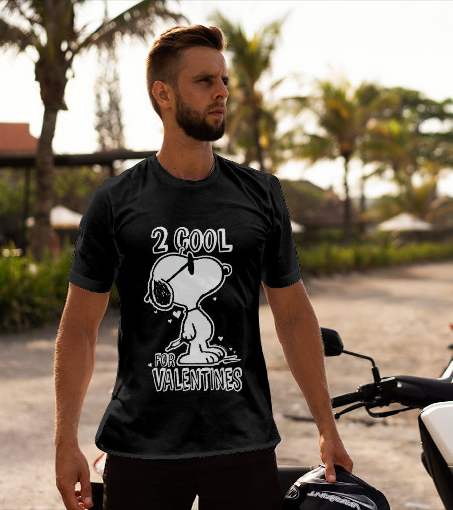 2 Cool For Valentines Peanuts Snoopy T-Shirt