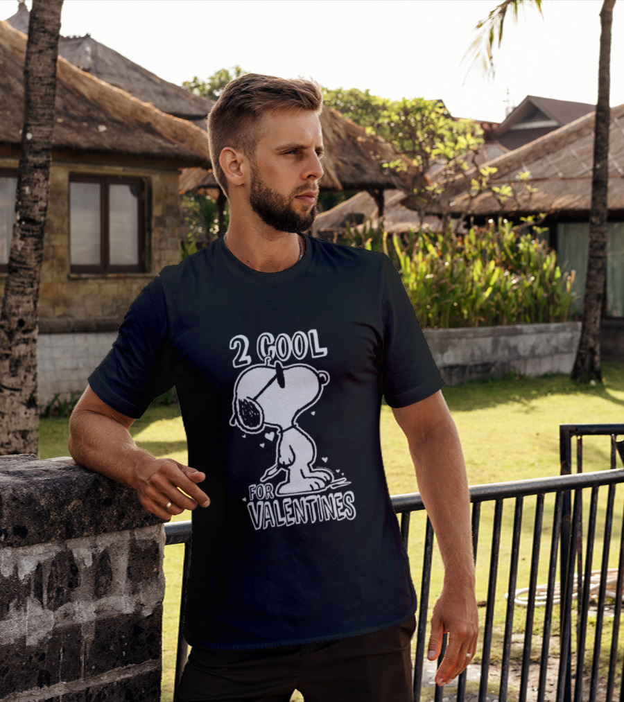 2 Cool For Valentines Peanuts Snoopy T-Shirt